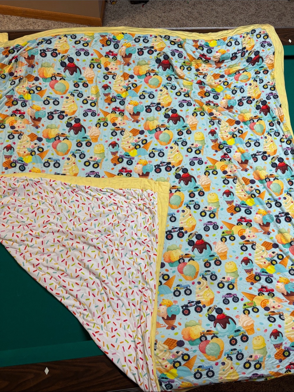 Posh Peanut Ice Cream & Trucks Reversible Throw - Yellow Trim